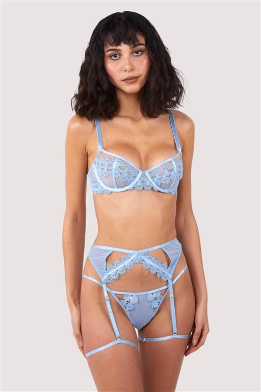 Cora Blue Mesh & Trim Cut Out Suspender