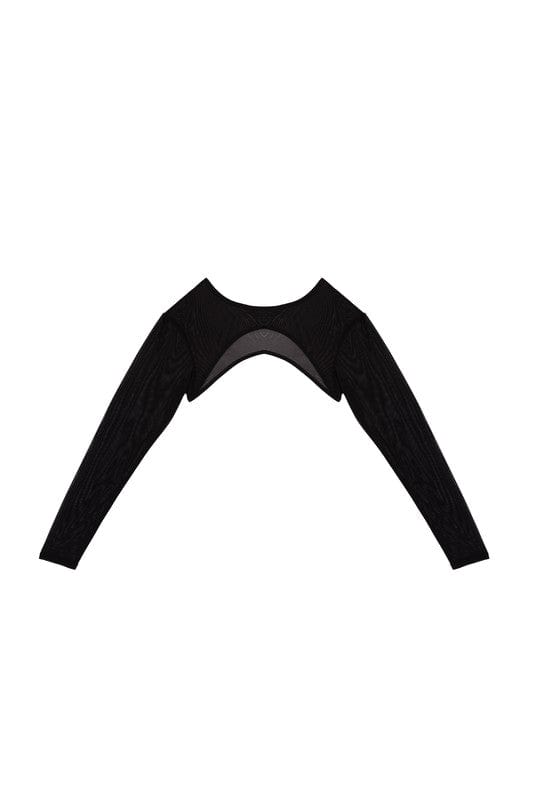 Black shrug with super cropped long sleeve bolero.