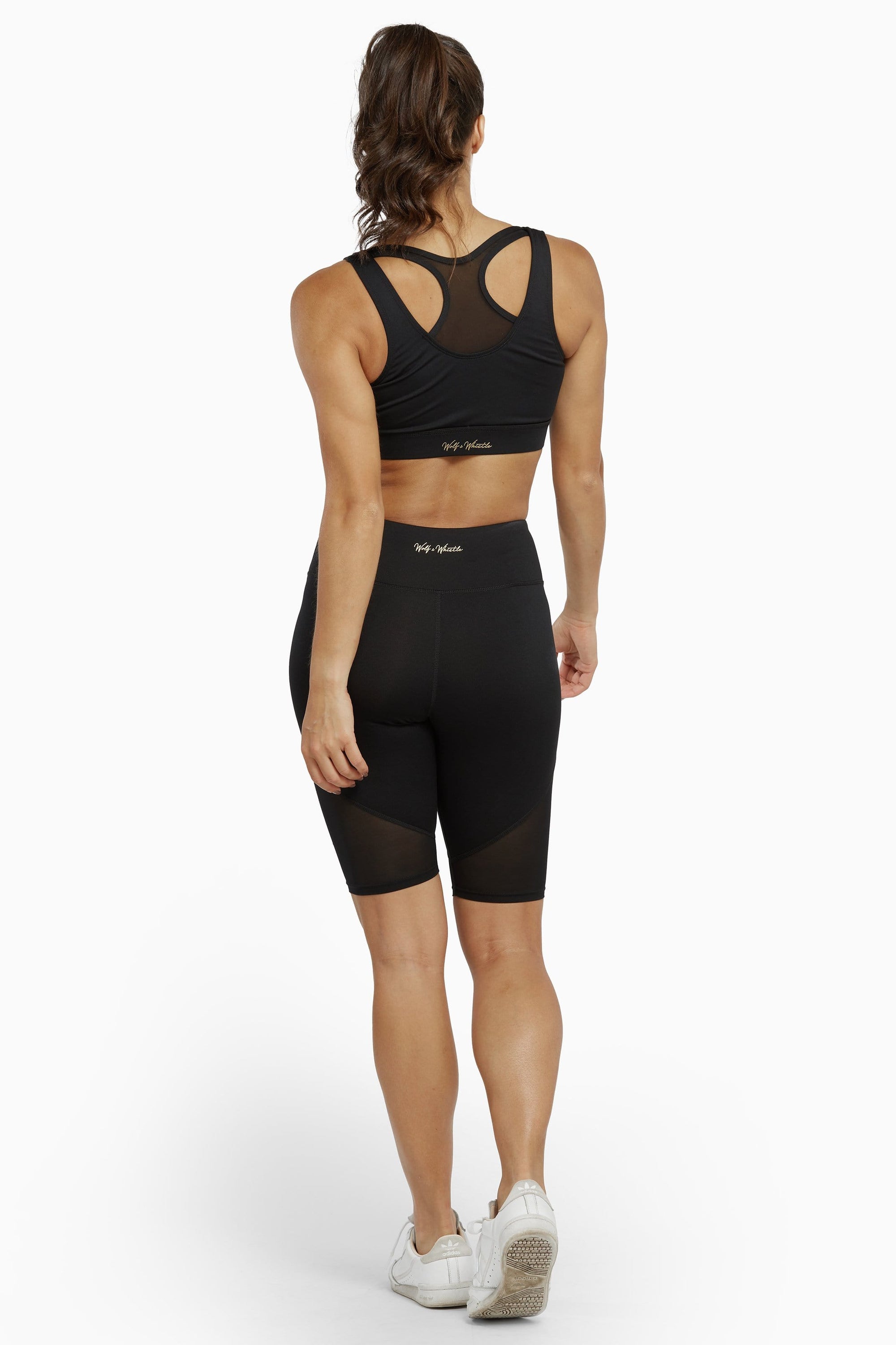 Black Cycling Shorts with Mesh Panel