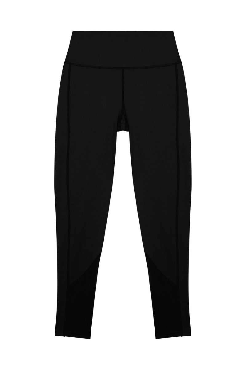 Eco Black Mesh Panel Leggings Curve