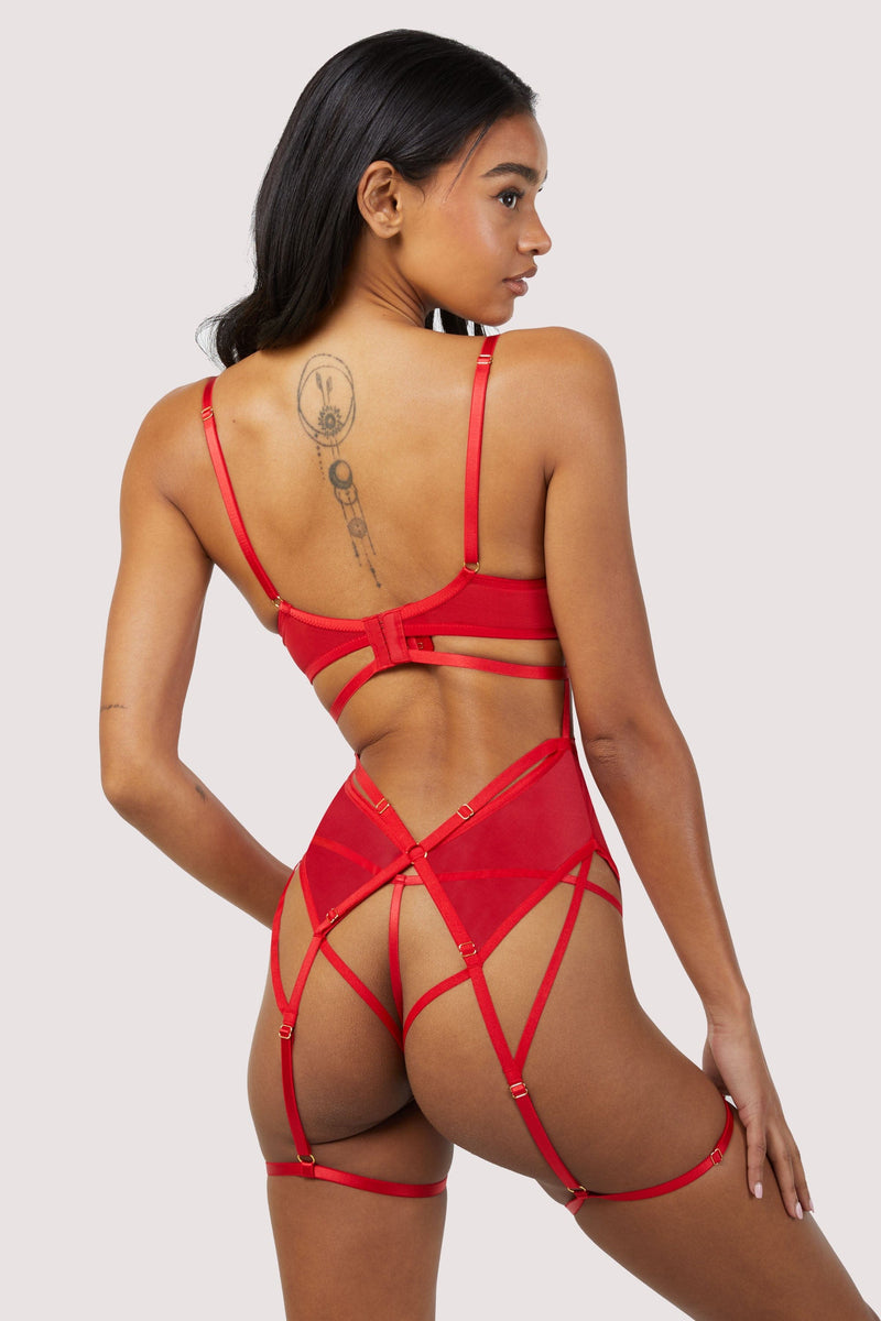Sarah Red Open Cup Strappy Body