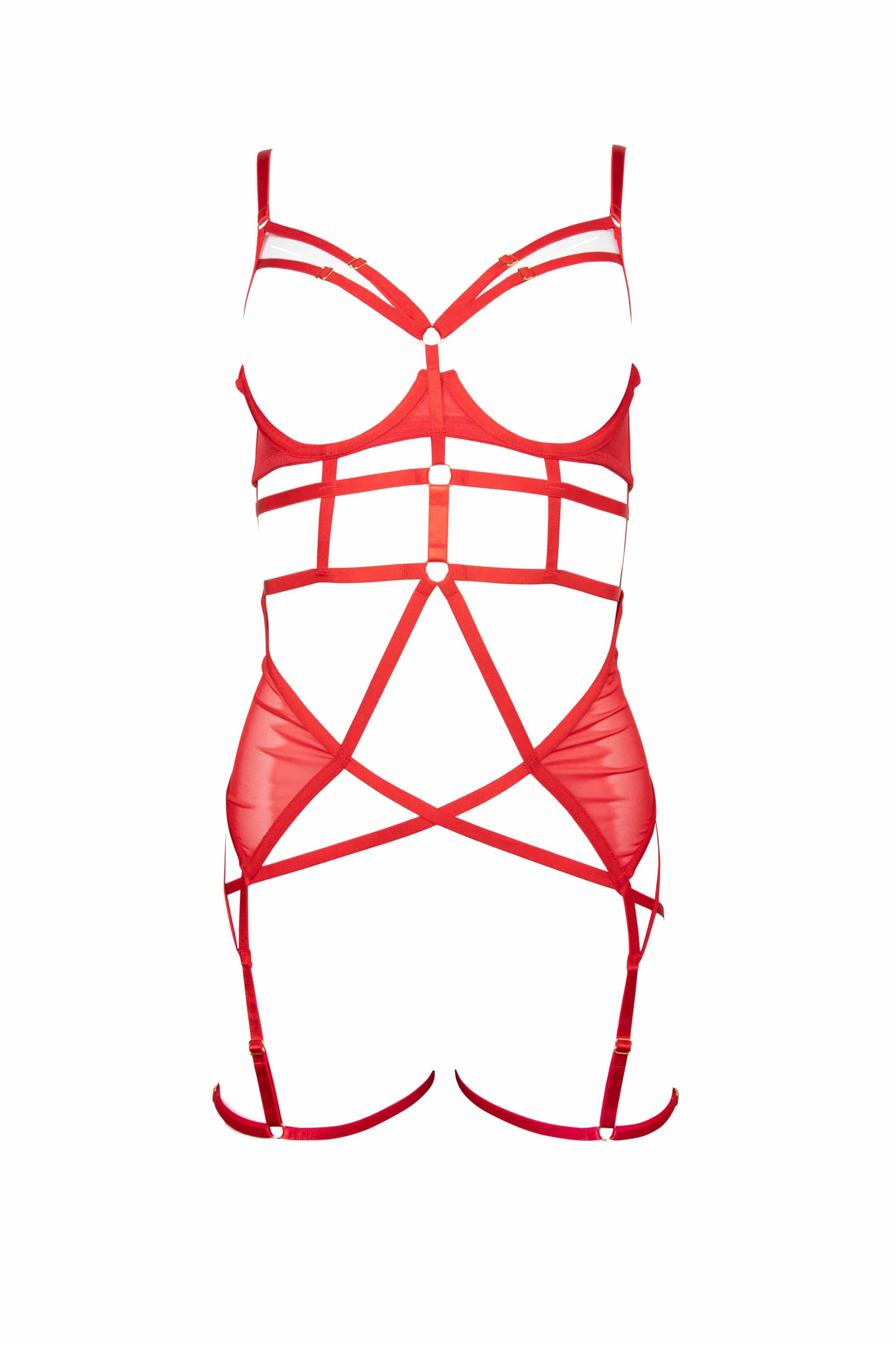 Sarah Red Open Cup Strappy Body