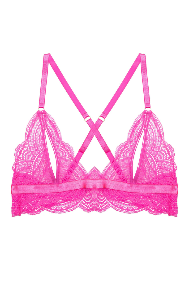 Demi Pink Lace Triangle Peep Bra