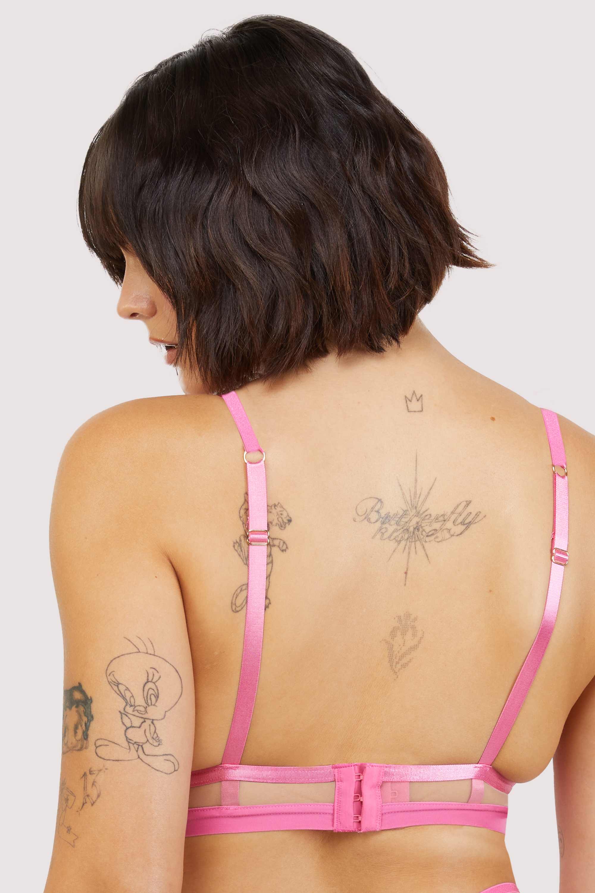 Tasha Pink Illusion Mesh Triangle Bra