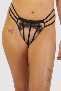 Tasha Black Illusion Mesh Thong