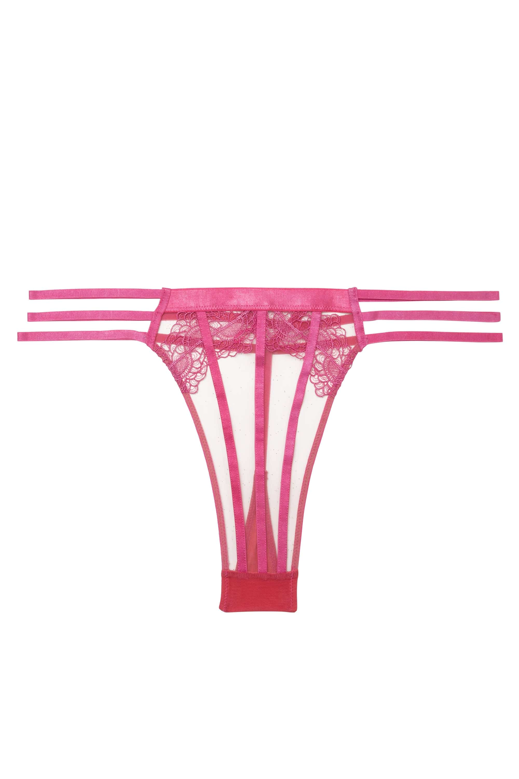 Tasha Pink Illusion Mesh Thong