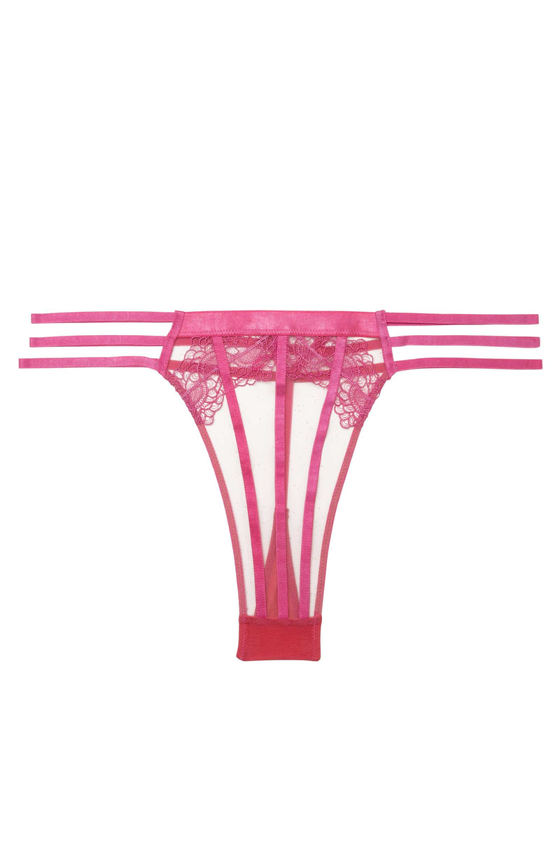 Tasha Pink Illusion Mesh Thong