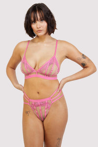 Tasha Pink Illusion Mesh Thong
