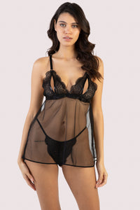 Shay Black Lace Triangle Peep Babydoll
