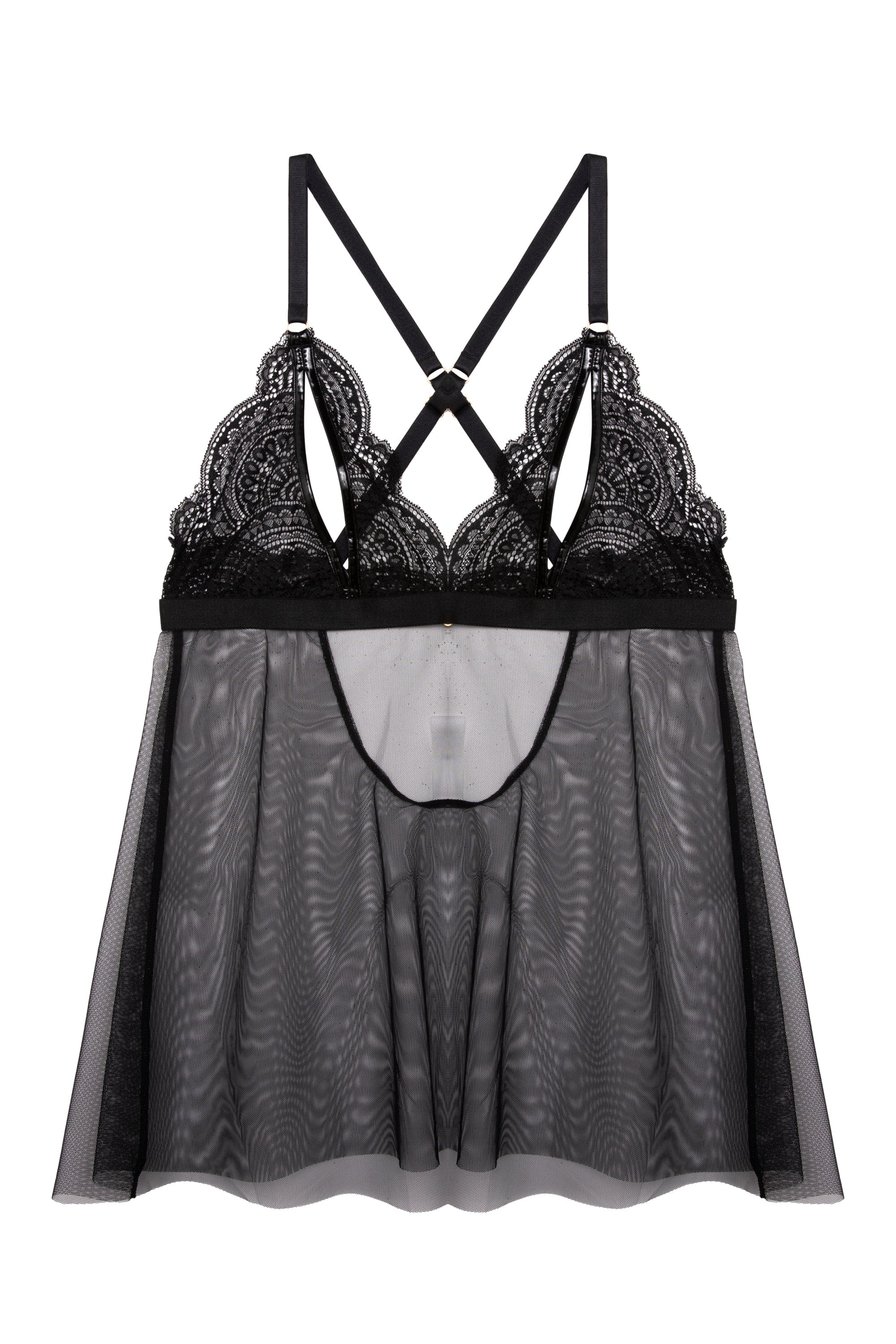 Shay Black Lace Triangle Peep Babydoll
