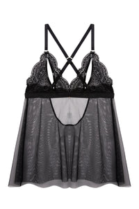 Shay Black Lace Triangle Peep Babydoll
