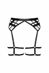 Chantal Black Open Elastic Suspender with Leg Harness
