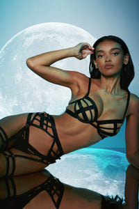 Chantal Black Open Elastic Suspender with Leg Harness