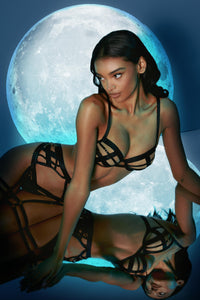 Chantal Black Open Elastic Suspender with Leg Harness