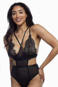 Rebecca Black Eyelash Lace & Mesh Cut Out Body