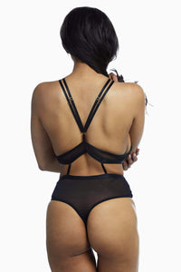 Rebecca Black Eyelash Lace & Mesh Cut Out Body