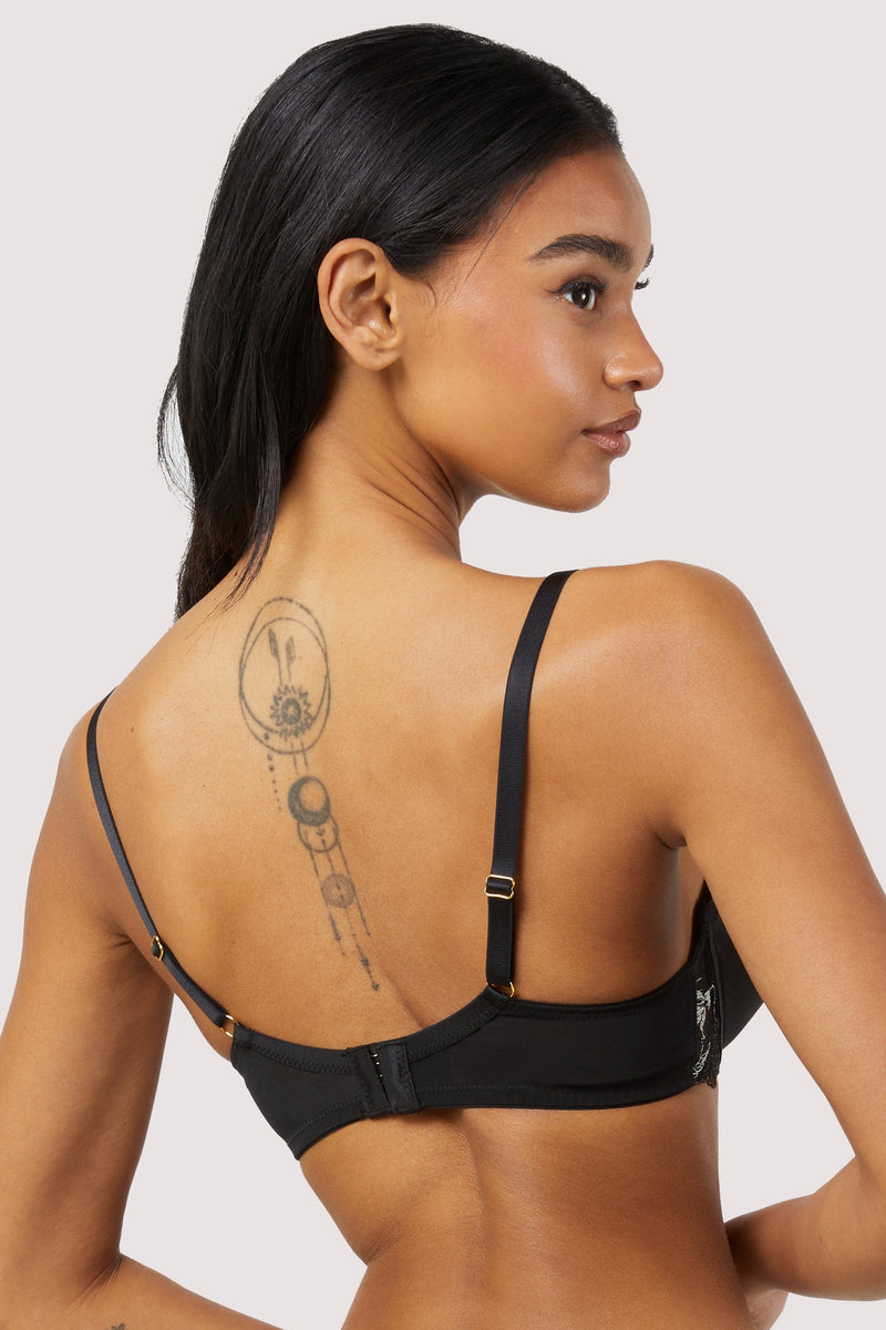 Aria Black and Gold Lace Plunge Bra