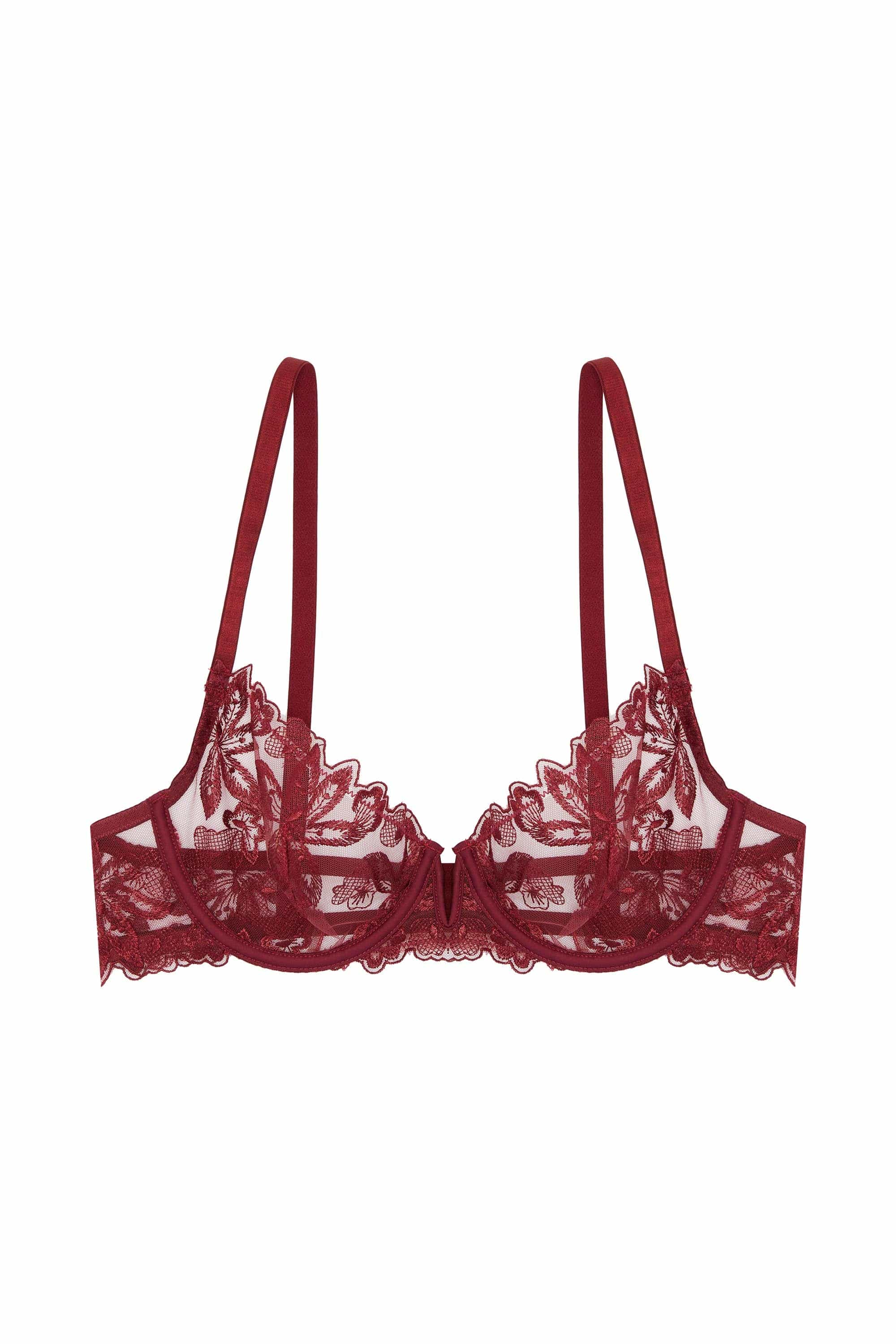 Eva Dark Cherry Graphic Embroidery Balconette Bra