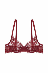 Eva Dark Cherry Graphic Embroidery Balconette Bra