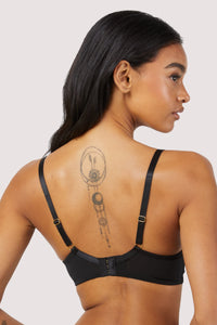 Saretta Black Stripe Mesh and Lace Plunge Bra