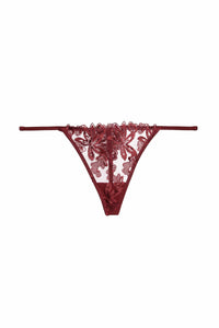 Eva Dark Cherry Graphic Embroidery Thong