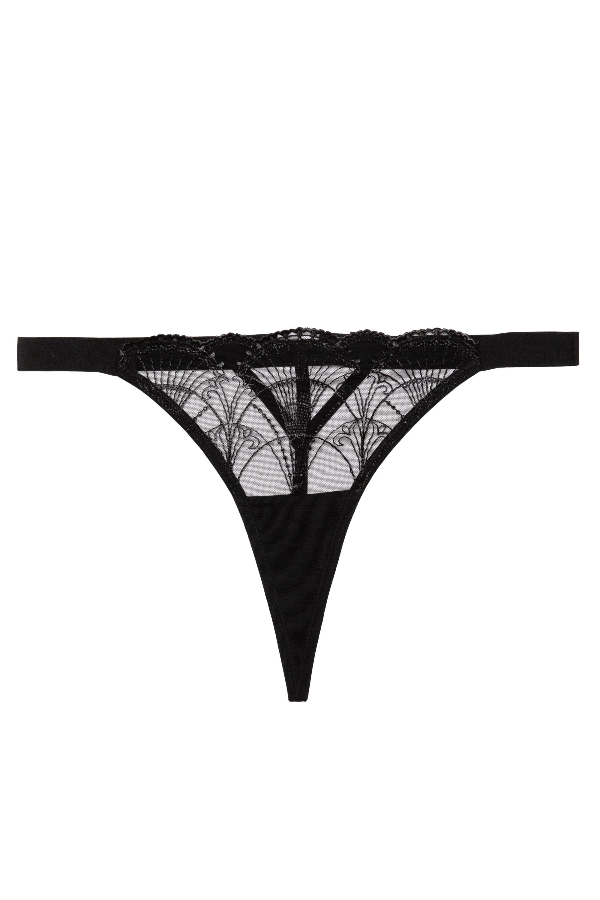 Product Cut Out of Pippa black embroidered caged thong