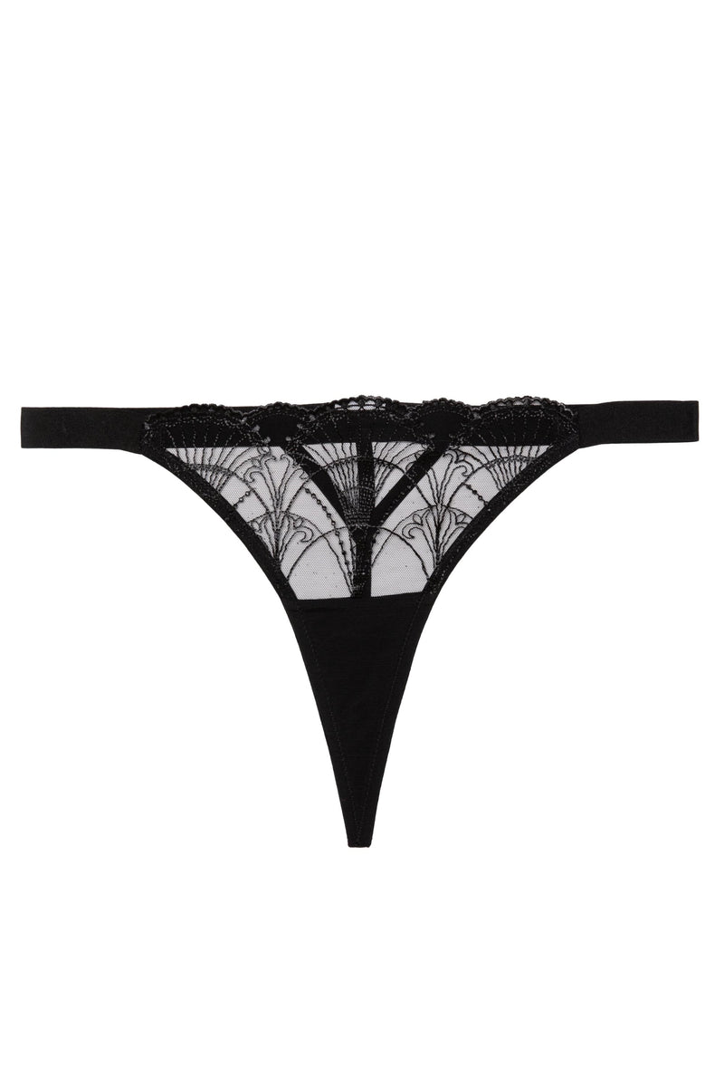 Product Cut Out of Pippa black embroidered caged thong