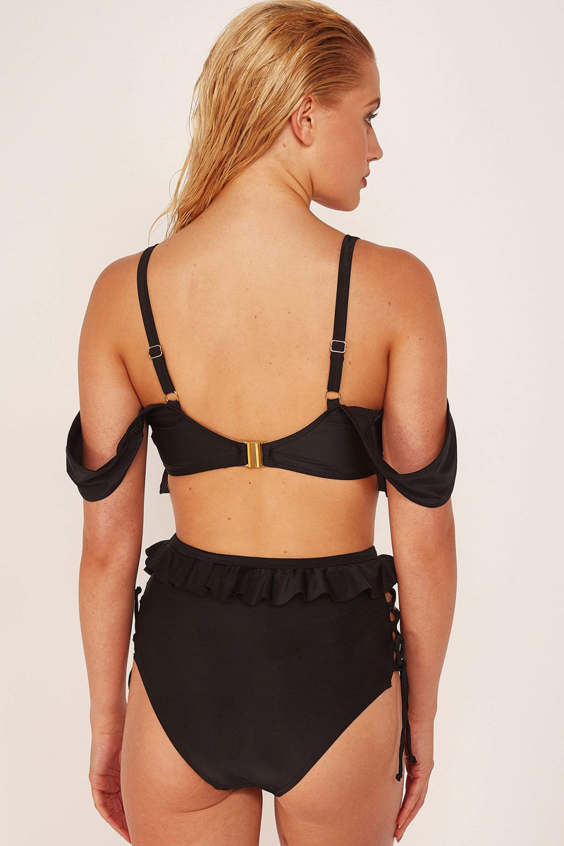 Wolf & Whistle Black Lace Up Bikini Bottom