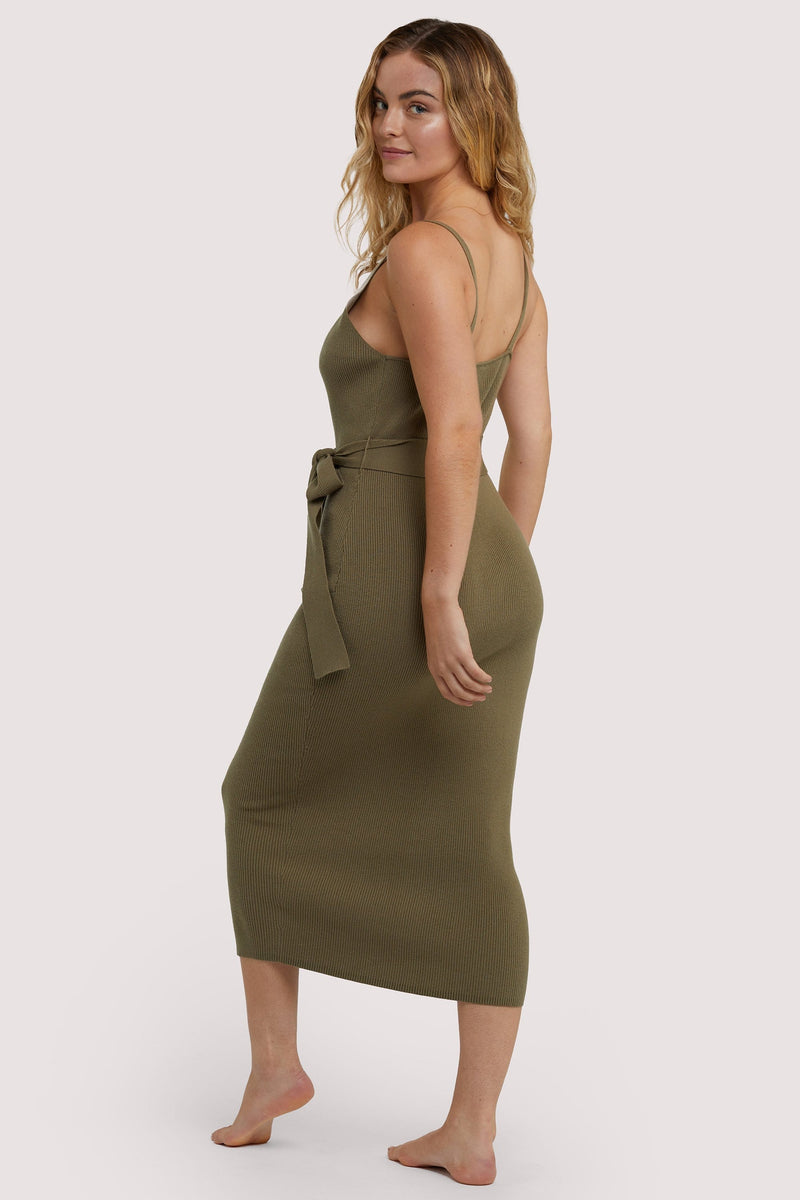 Lounge Khaki Knitted Rib Dress