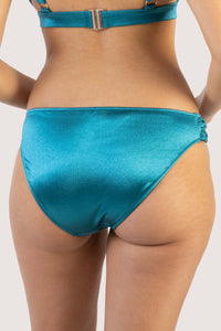 Blue Shine Ruched Sides Bikini Bottom