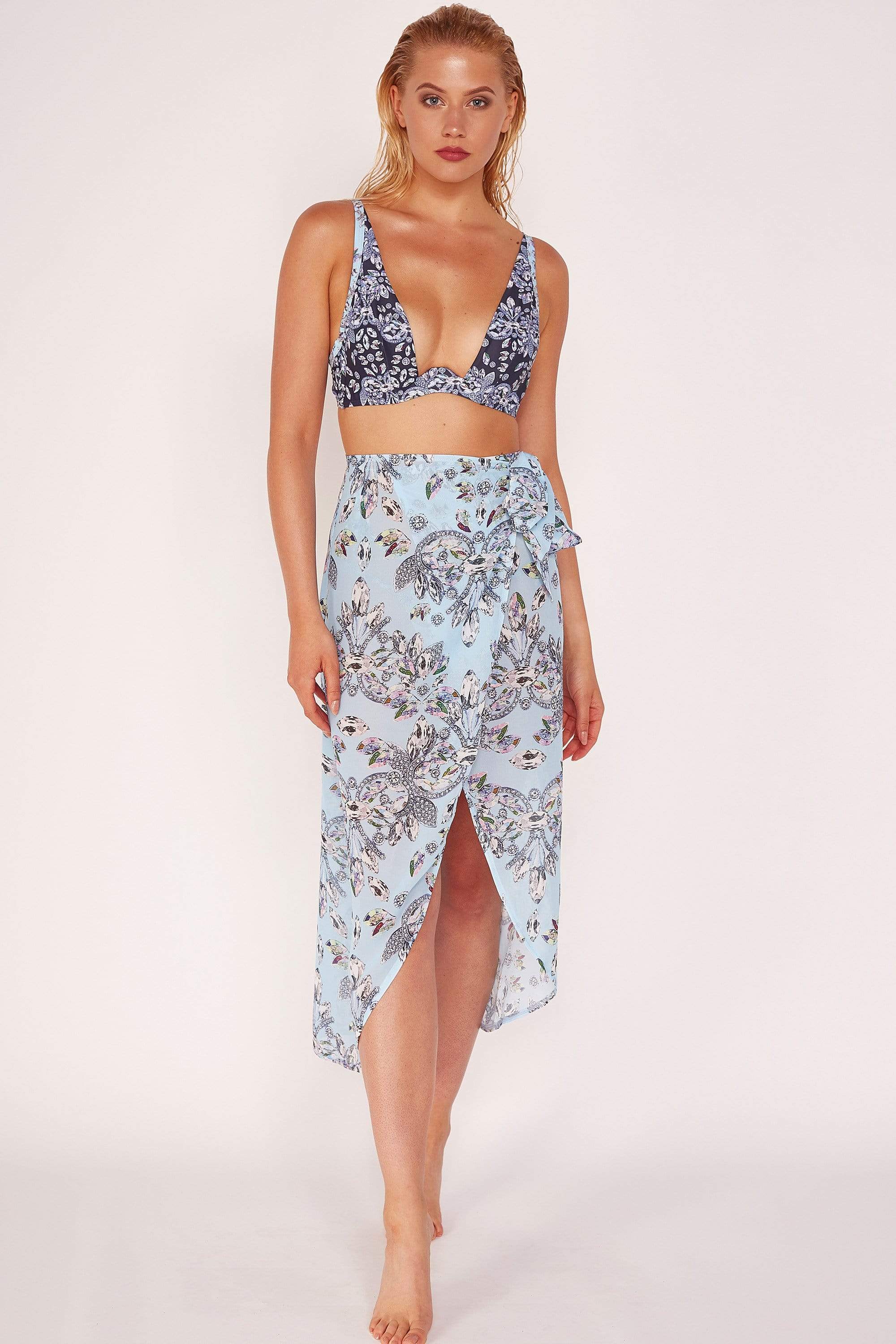 jewel print sarong, printed sarong, print sarong, womens printed sarong, womens beach cover ups, beachwear uk, london swimwear