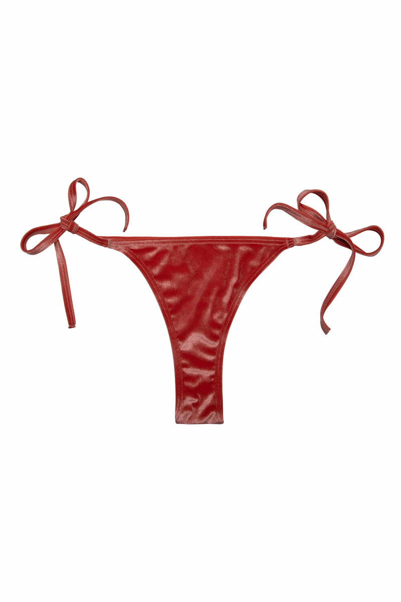 Lillian Peach Velvet Tie Side Bikini Brief