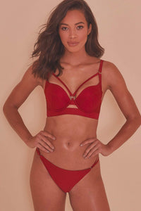 Red High Shine Push up Bikini Top