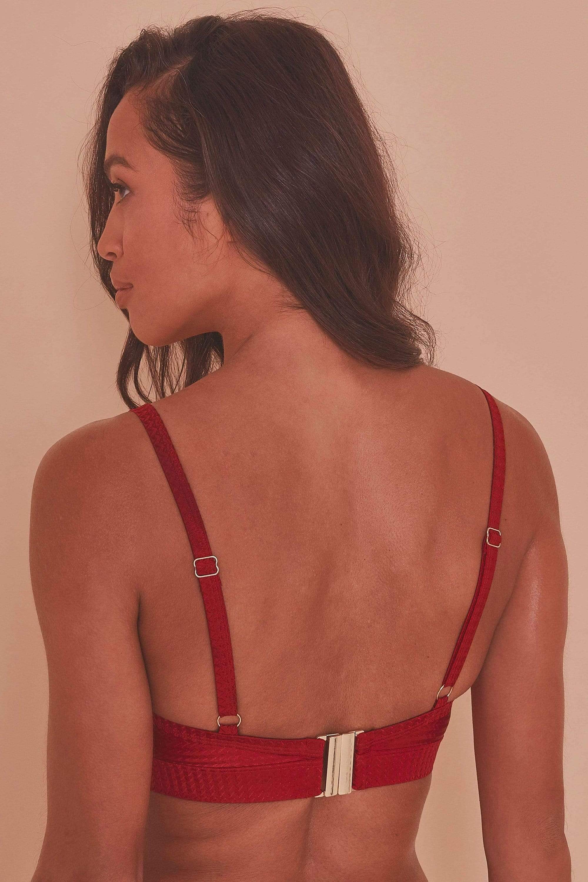Red High Shine Push up Bikini Top